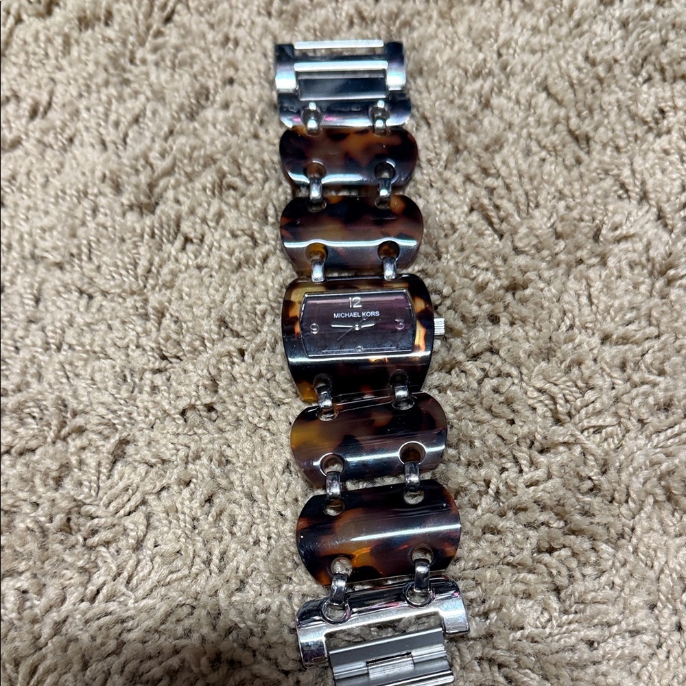 Michael Kors Tortoise Shell and Silver Link Bracelet